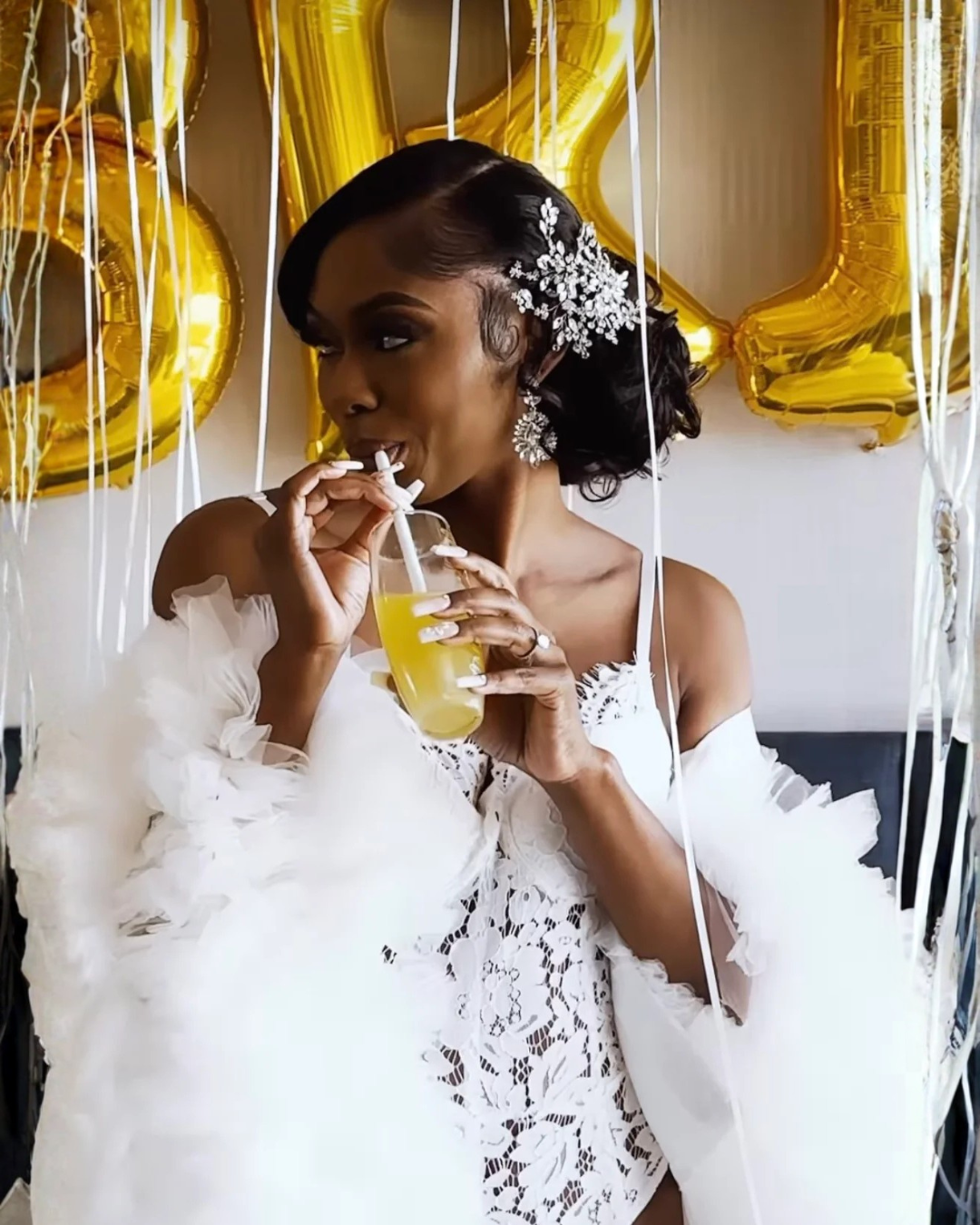 Diamond Tulle Ruffle Bridal Robe