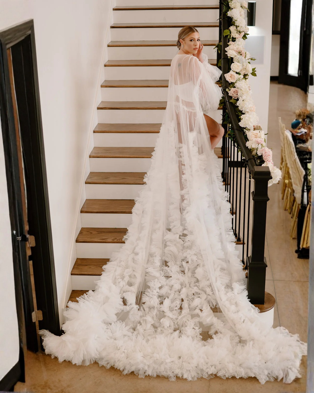 Demi Tulle Ruffle Bridal Robe