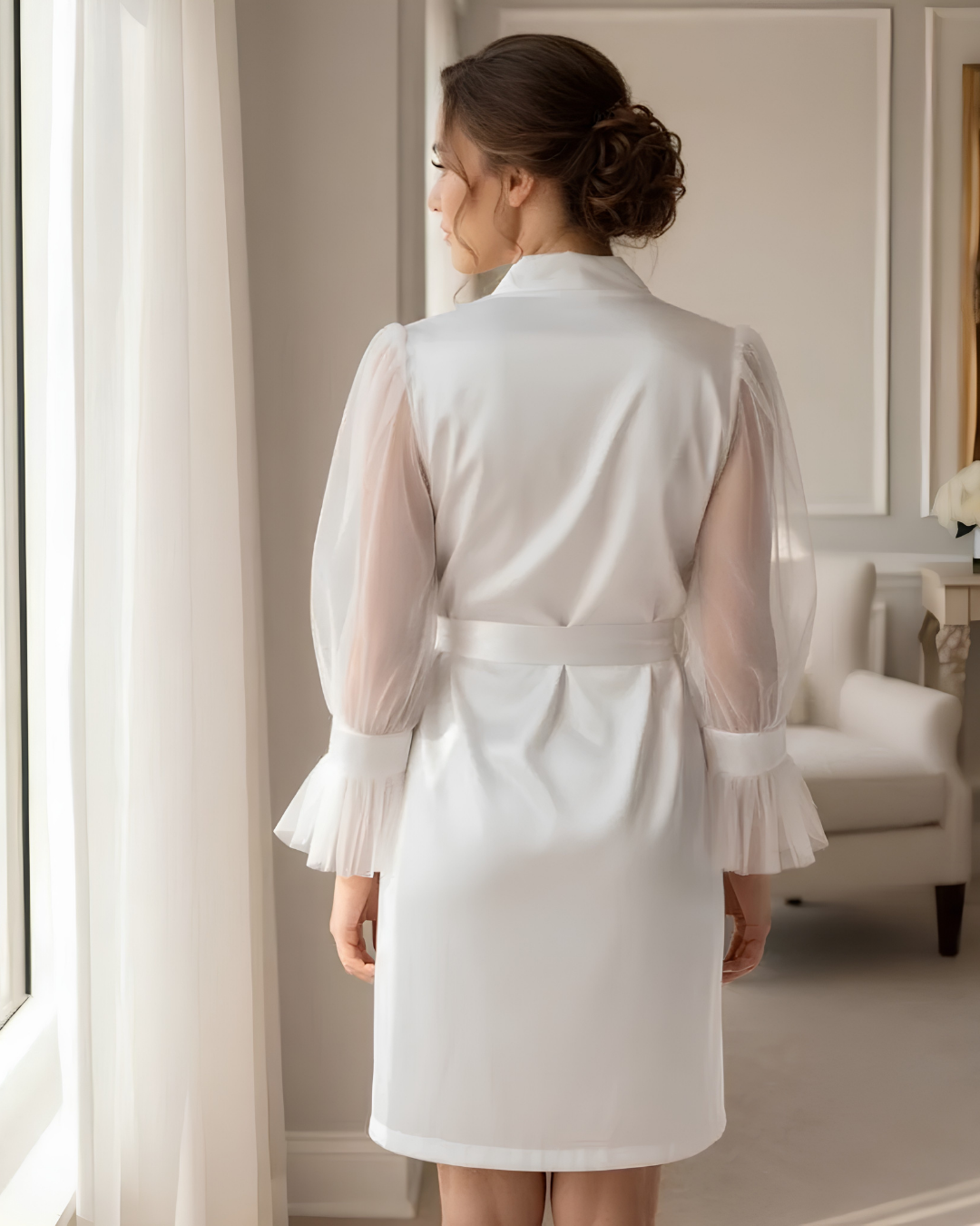 Bridesmaid Robe, custom Wedding Robes, Short Bridesmaids Tulle Robe, Robe, Gift for Bride to be, Bridal party morning robe,