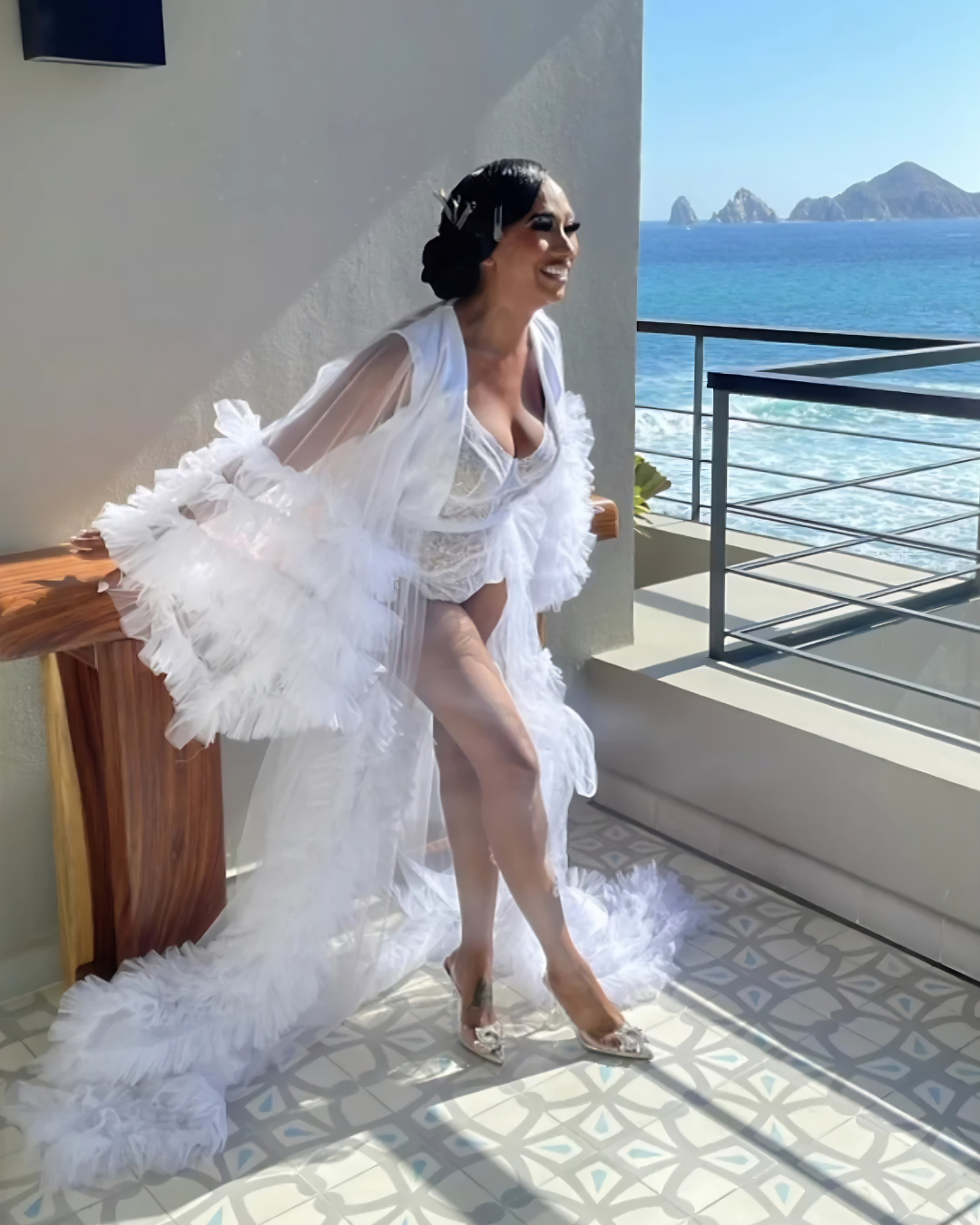 Alana Bridal Tulle Ruffle Robe (Ready to Ship)