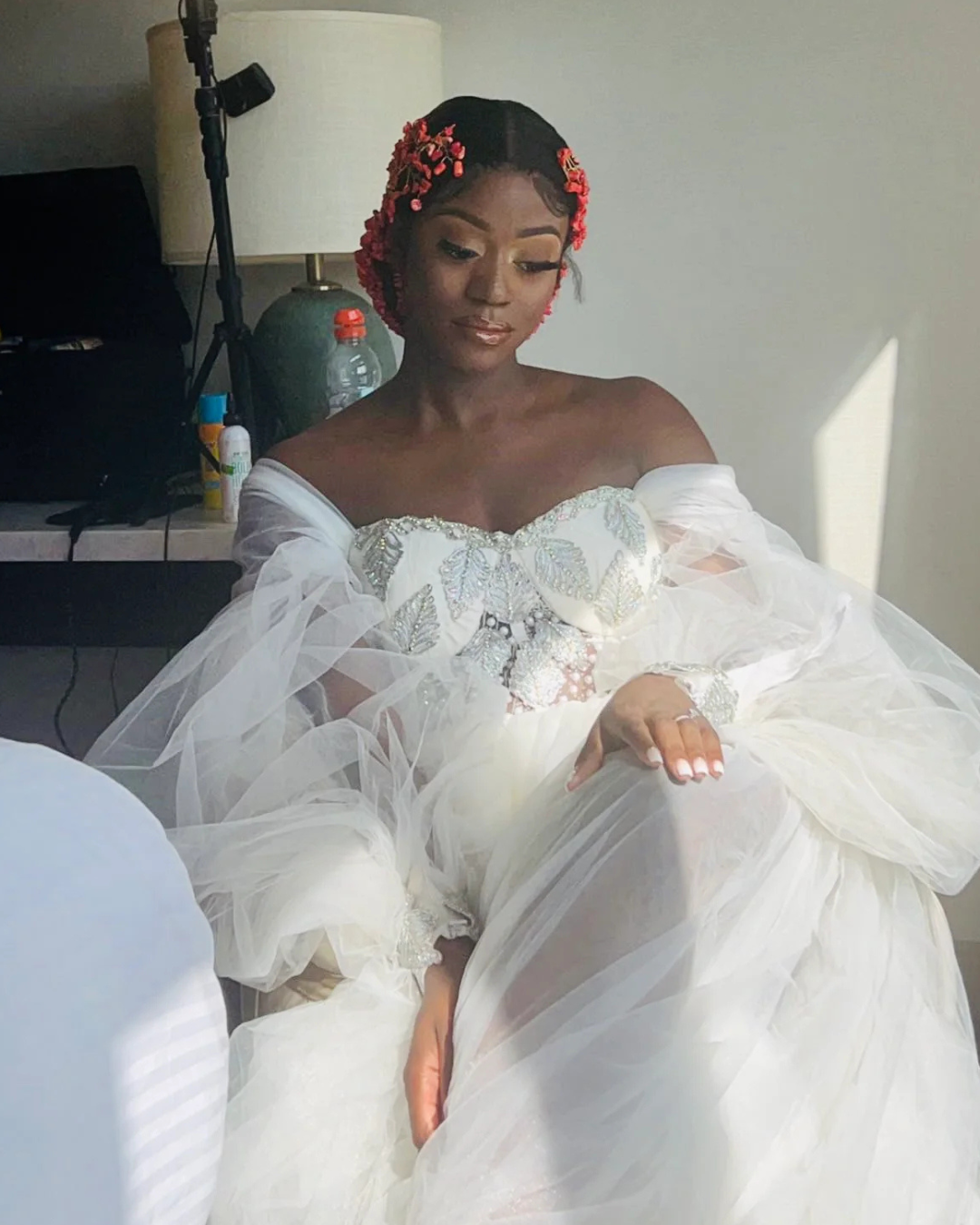 Chidera Tulle Ruffle Bridal Robe