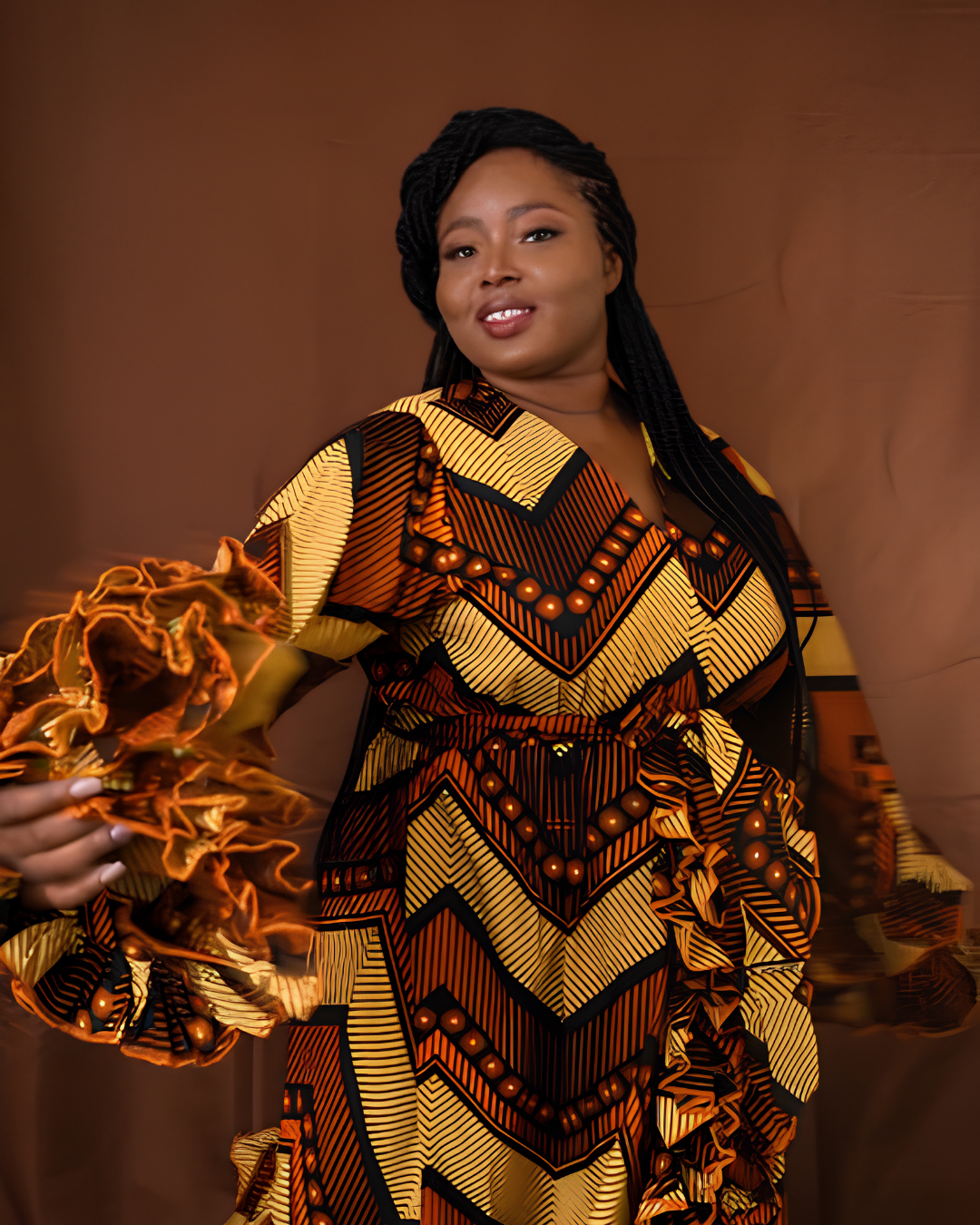Ona African Ruffle Dress, Ankara Dress for Women, African Print Dress, African Wedding Guest Dress, Ankara Party Dress, Women’s African Clothing, Traditional African Dress, Ankara Styles for Ladies, African Print Midi Dress, African Occasion Wear