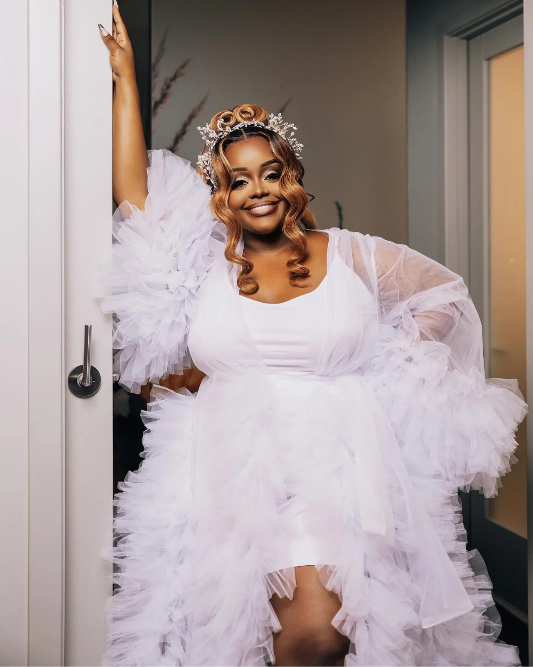 Bella Tulle Ruffle Bridal Robe - Plus Size