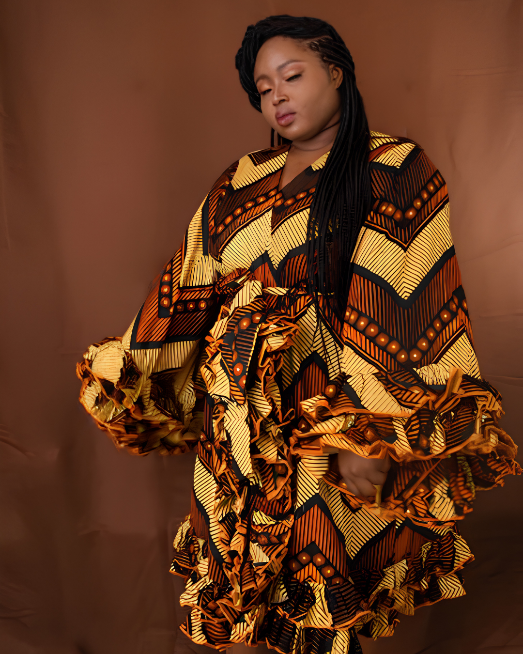 Ona African Ruffle Dress, Ankara Dress for Women, African Print Dress, African Wedding Guest Dress, Ankara Party Dress, Women’s African Clothing, Traditional African Dress, Ankara Styles for Ladies, African Print Midi Dress, African Occasion Wear