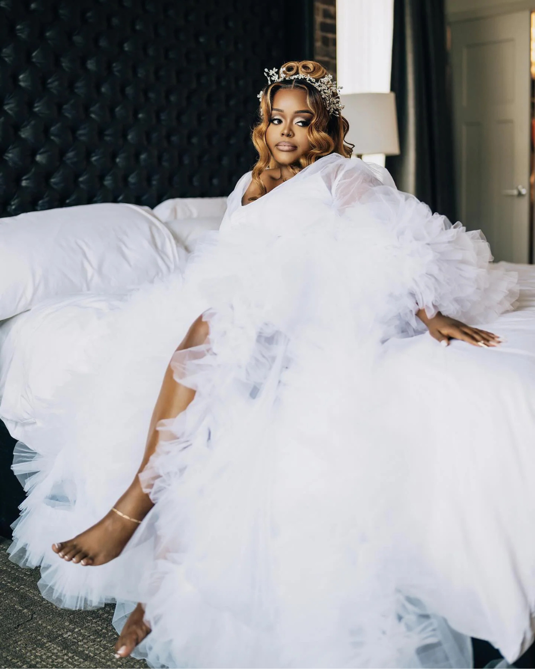 Bella Tulle Ruffle Bridal Robe - Plus Size