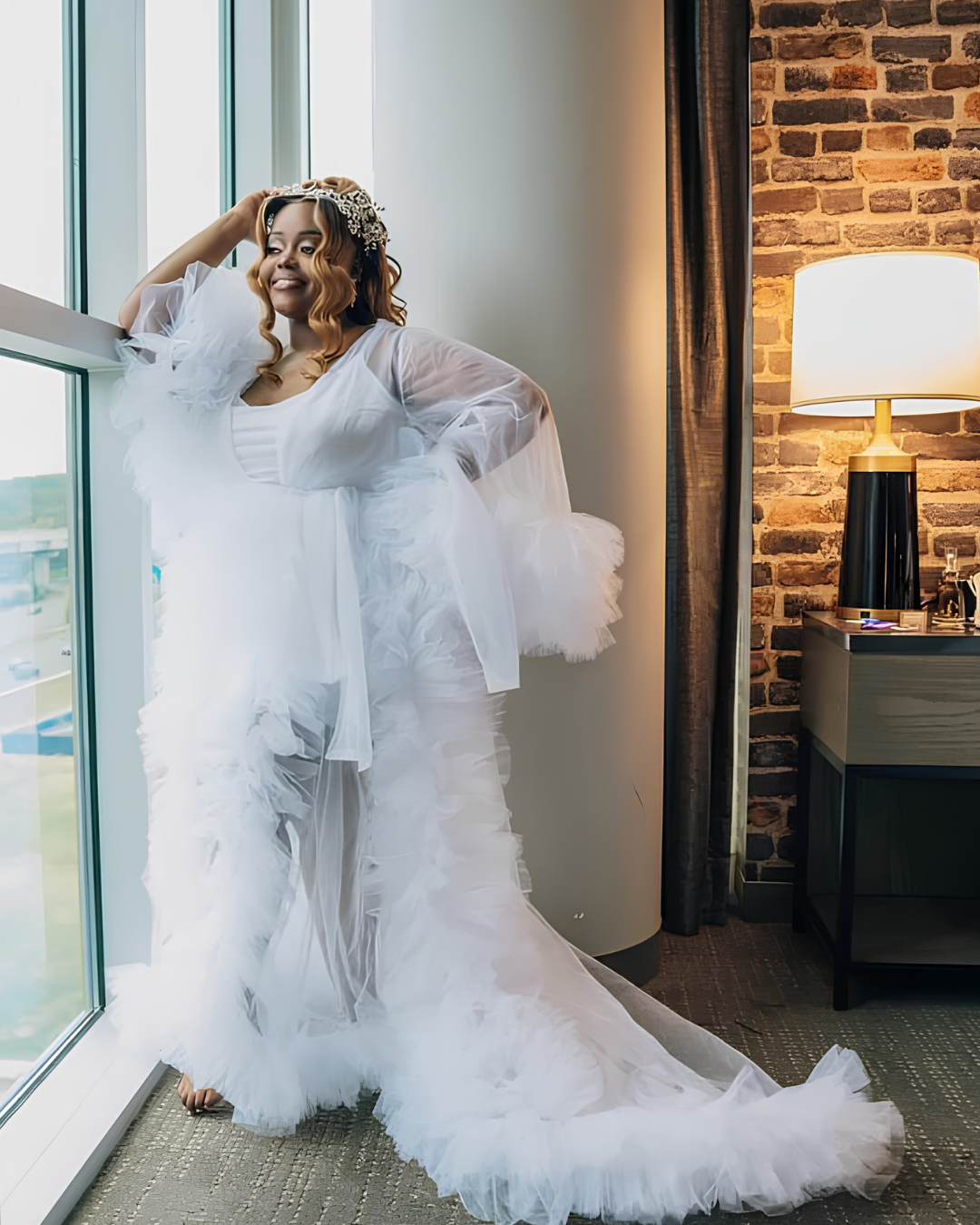 Bella Tulle Ruffle Bridal Robe - Plus Size