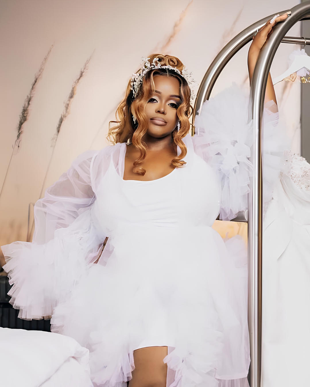Bella Tulle Ruffle Bridal Robe - Plus Size
