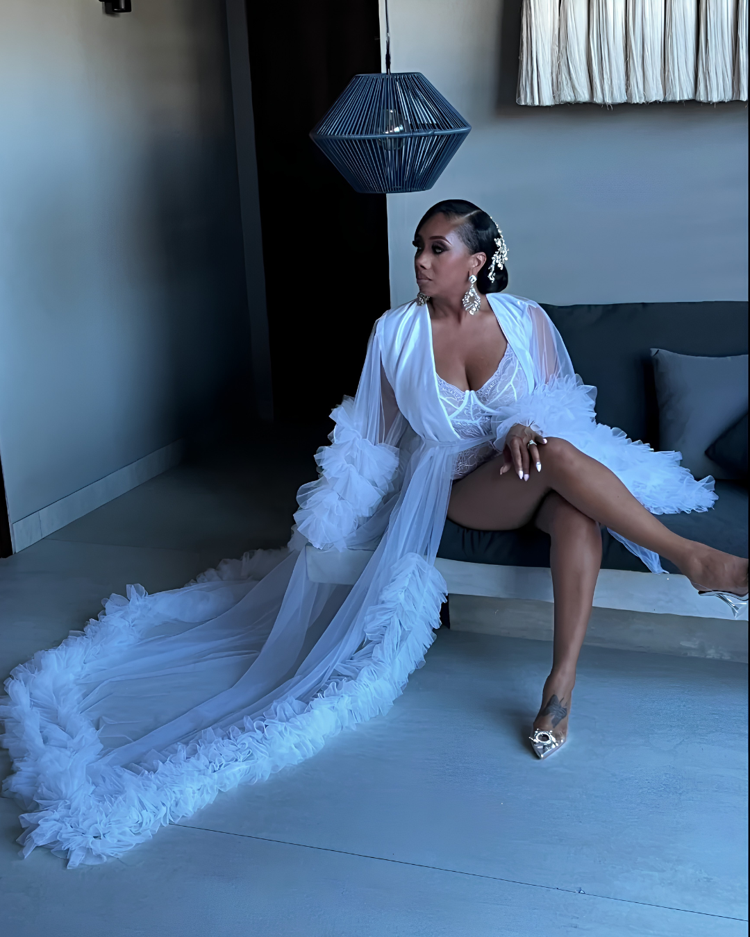 Alana Bridal Tulle Ruffle Robe (Ready to Ship)