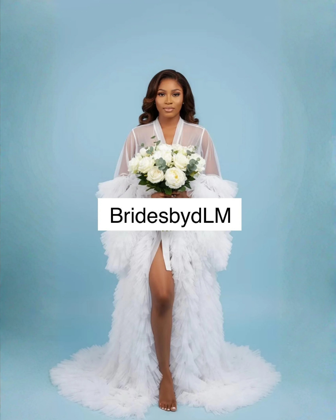 Bridal Robe, Bridal Portrait Robes for Brides, Tulle Robe, long Wedding Day Robe, Gift for Bride to be, Bridal morning robe, White long robe