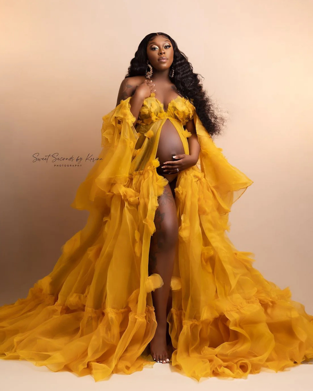 3-D Rose Maternity Robe