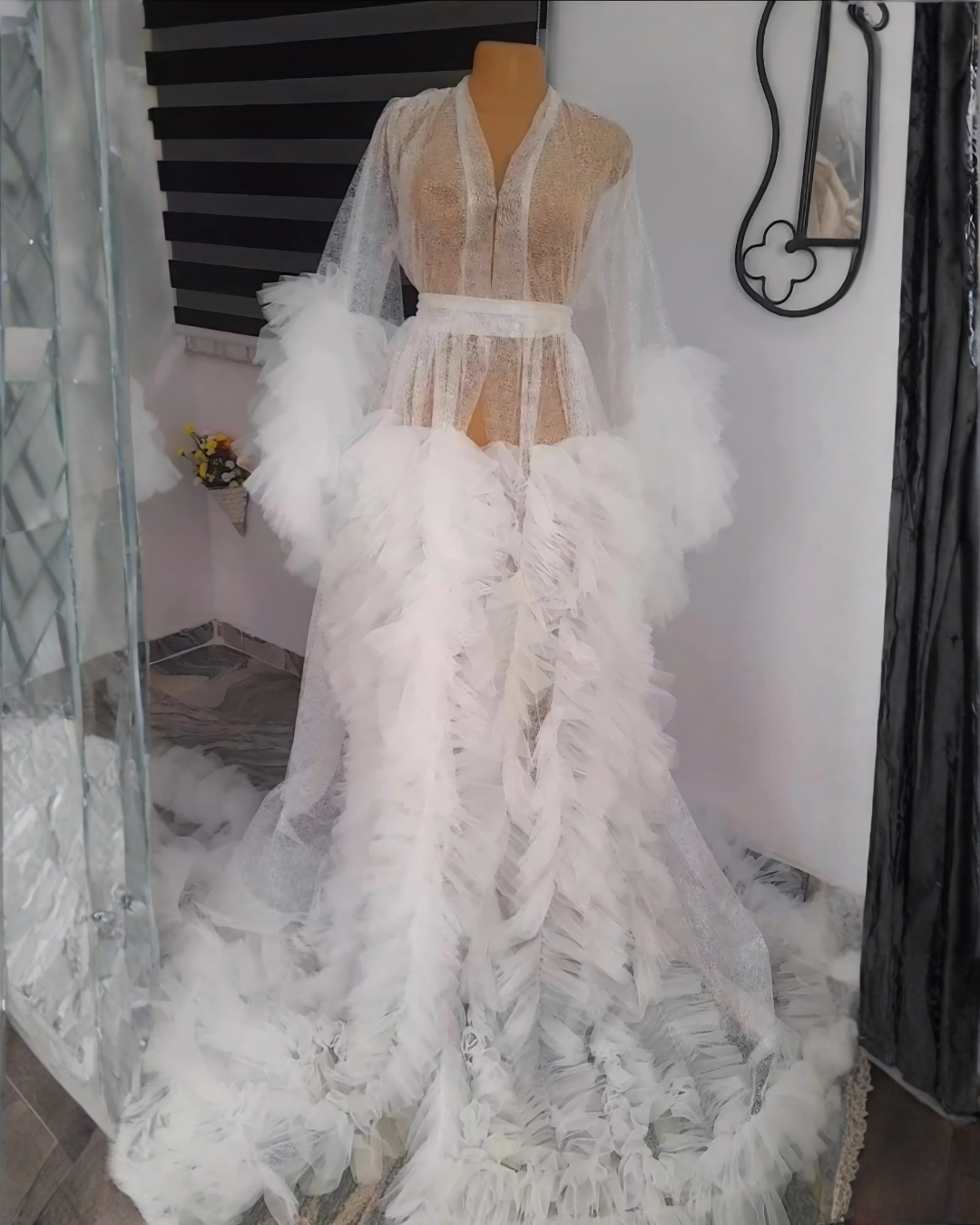 Bridal Robe, Wedding Robes For Brides, Tulle Robe, Wedding Day Robe, Gift For Bride To Be, Bridal Morning Robe, White Robe