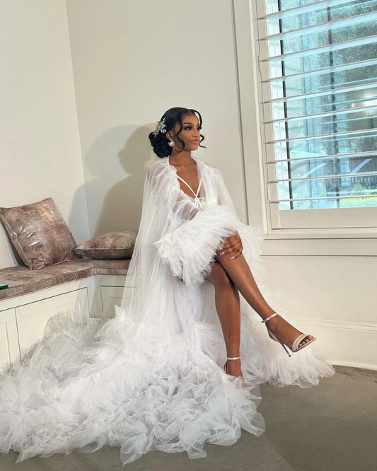 Bridal Robe, Wedding Robes for Brides, Tulle Robe, Wedding Day Robe, Gift for Bride to be, Bridal morning robe,Long Bridal Robe 2025 bride