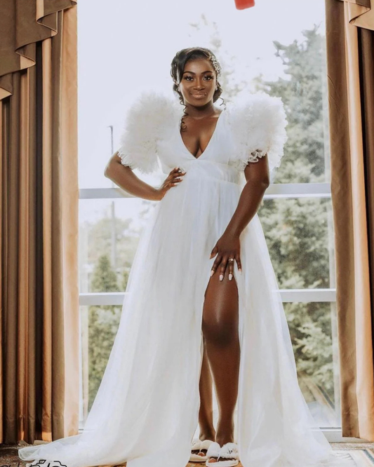 Bridal Robe, Wedding Robes for Brides, Tulle Robe, Wedding Day Robe, Gift for Bride To Be, Bridal Morning Robe