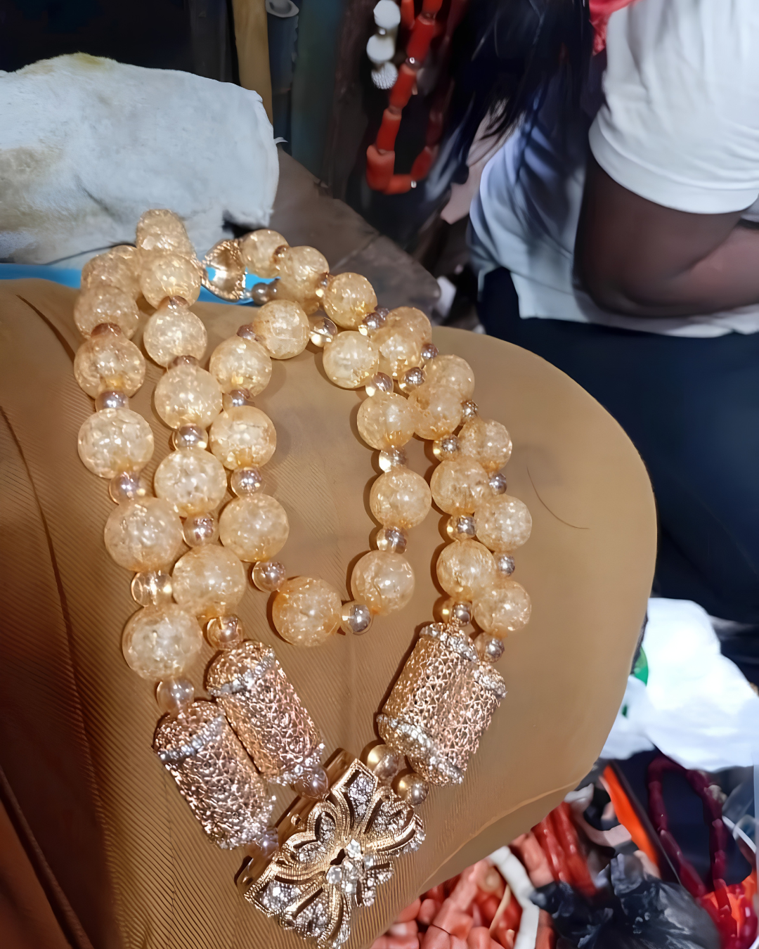African Red Coral Bead, Igbo Brides Jewelry, Traditional Wedding Accessories, Wedding Nigerian Edo Igbo Wedding, Bridal Coral Ivory Bead