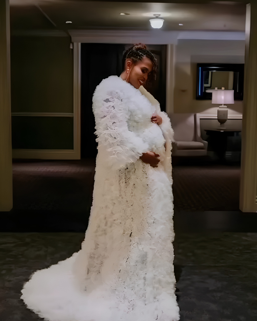 Nadia Maternity Tulle Ruffle Robe