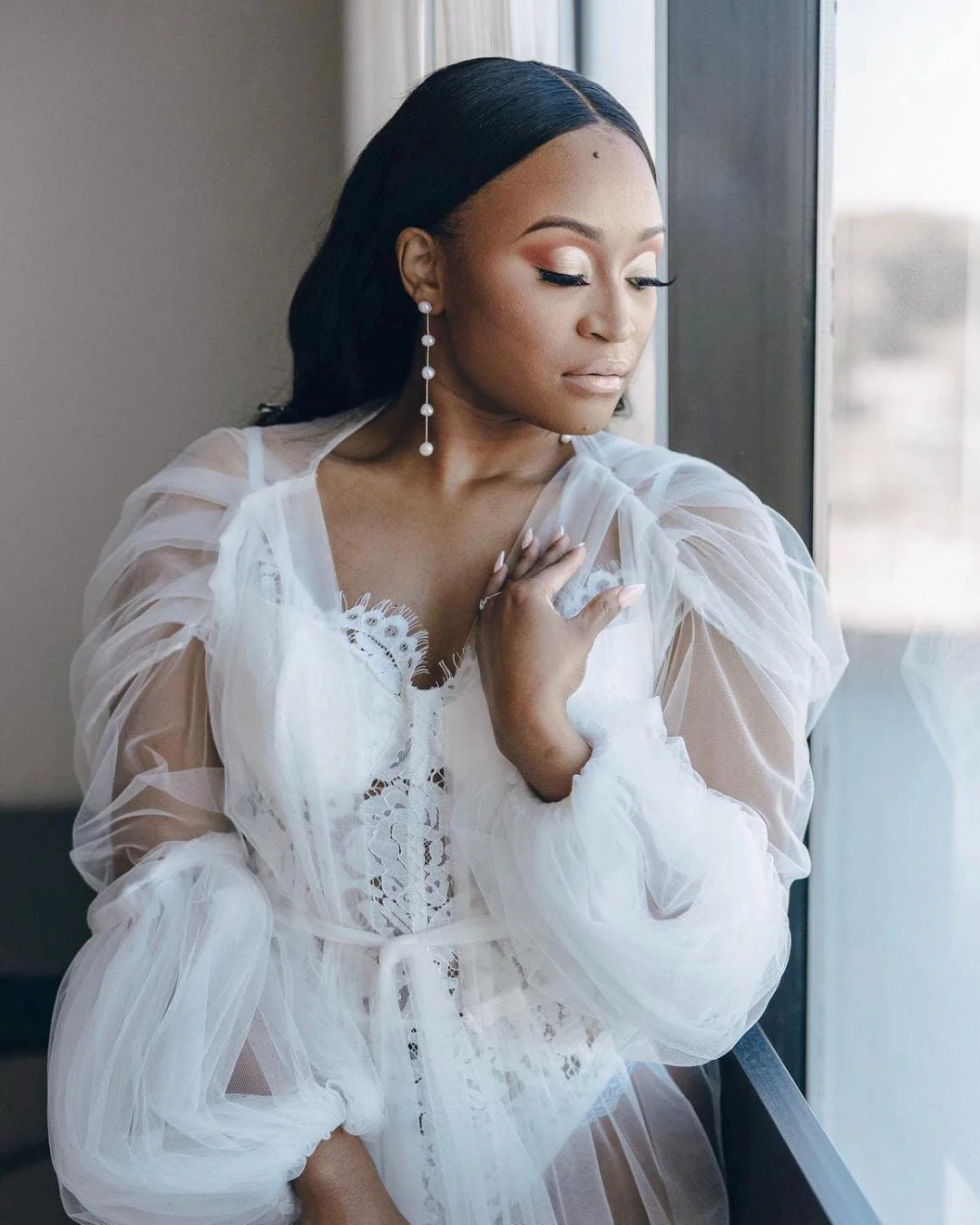 Bridal Robe, Wedding Robes for Brides, Tulle Robe, Wedding Day Robe, Gift for Bride To Be, Bridal Morning Robe