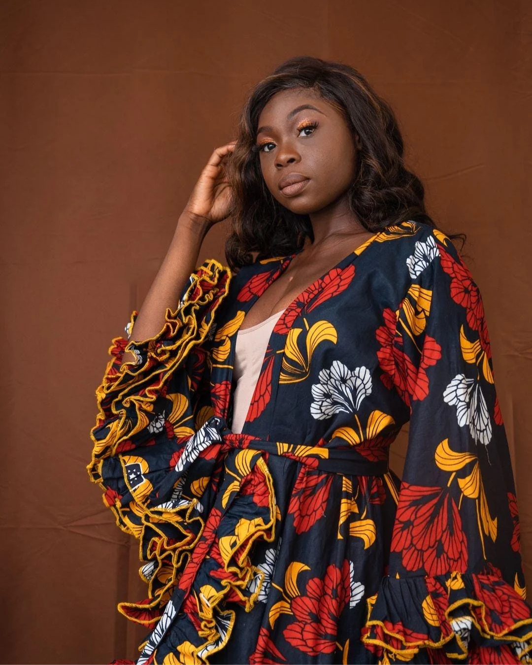 African Print Floral Mixed Print Dress, Knee Length Dress, Ankara Wedding Dress, Ankara Prom Dress, Elegant Traditional African Dress