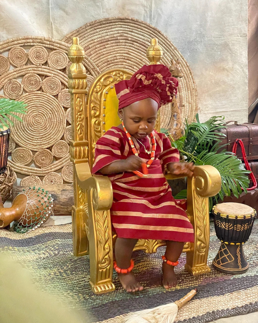 Asooke Outfits for Little Girls, African Attire For Kids, Asooke Iro and Buba With Autogele For Girls, 1st And 2nd Birthday African Outfit