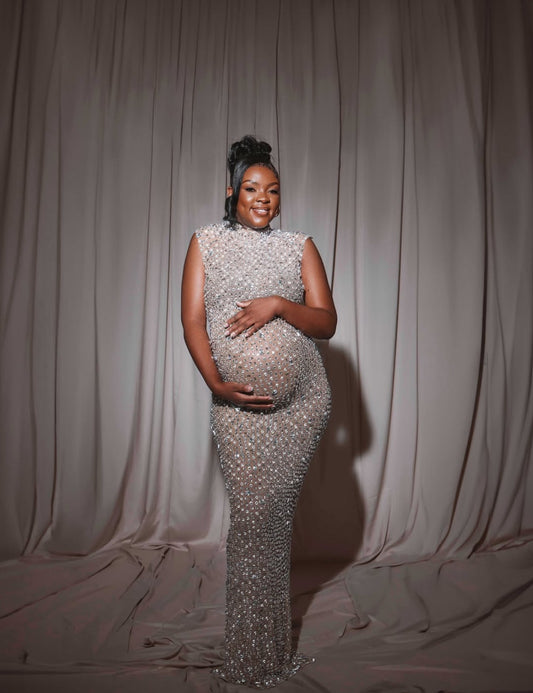 Silver Plus Size Maternity Dress