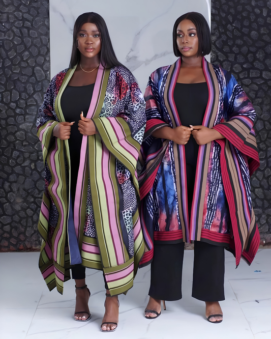 Aso Oke Kimono Two piece, Asooke Kimono And Trouser, Asooke Cover Up, Asooke Jacket And Trouser, Asooke Cotton And Asooke Combo