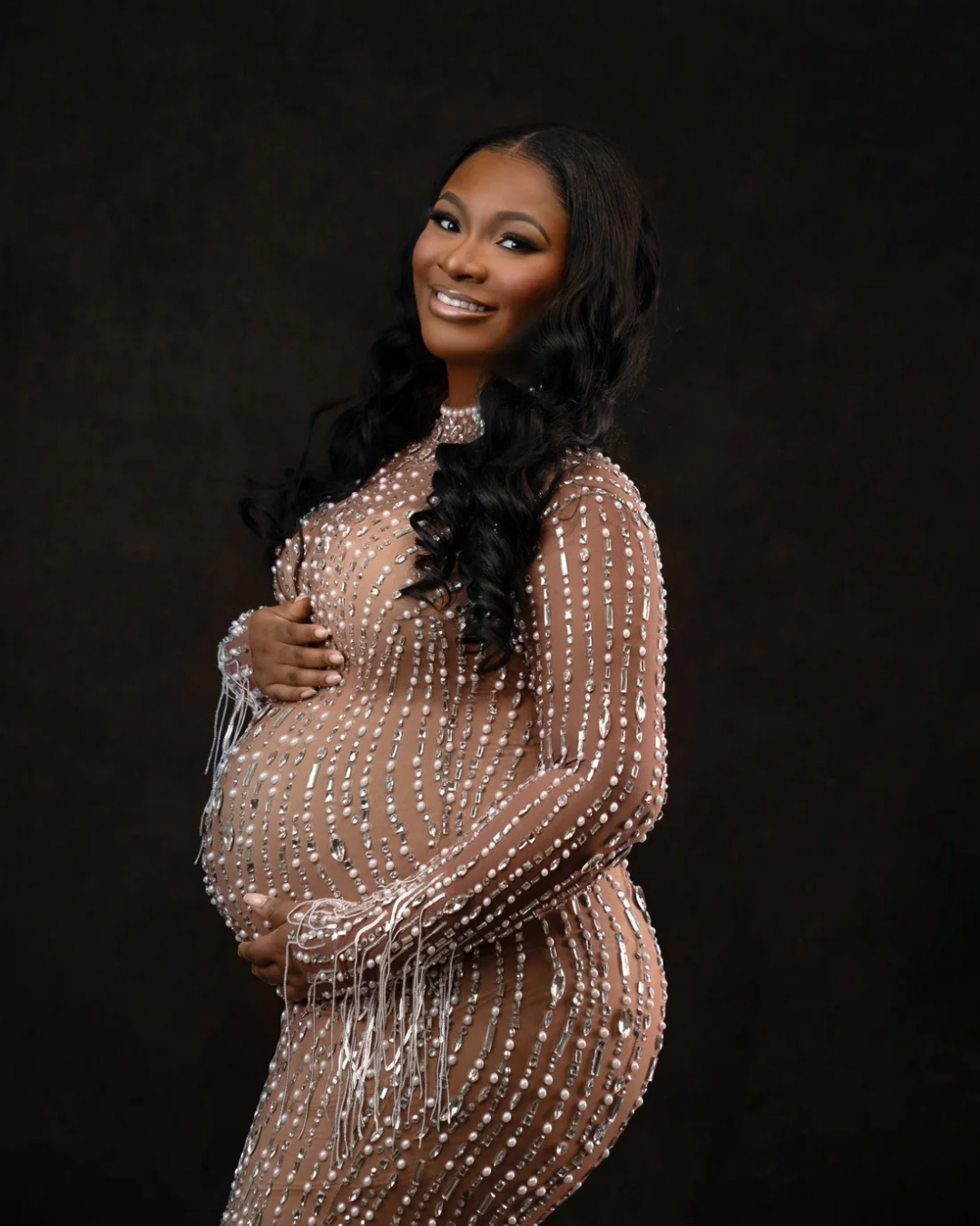 Selassie Tassel Custom Plus Size Maternity Dress Silver / 1XL