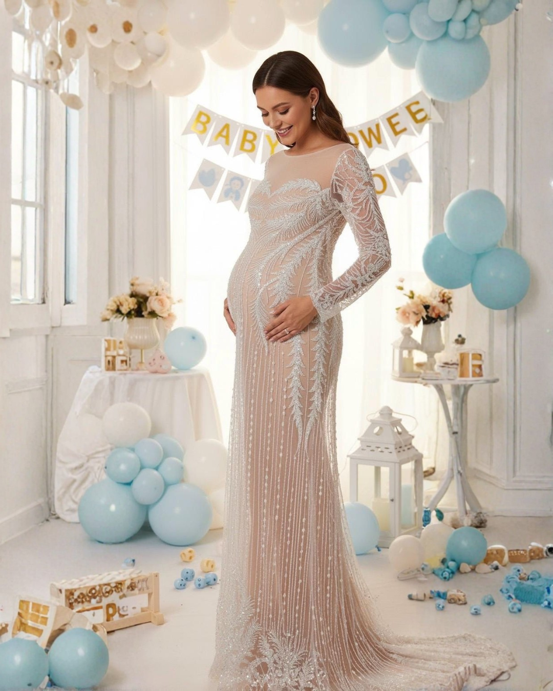 Baby Shower Dress, Custom Maternity Dress, Maternity Ball dress, Occasion Dress for Pregnancy, Gift for Mother To Be, Senior Photo Props