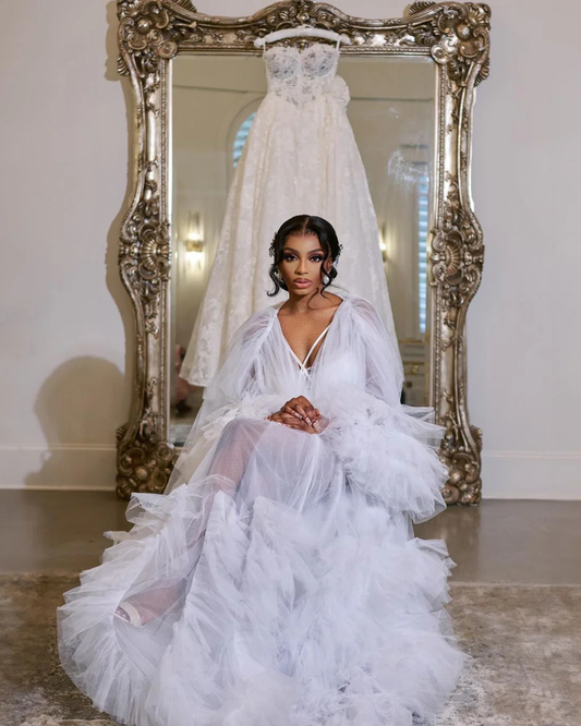 Adele Ruffle Bridal Robe ( Ready to ship)