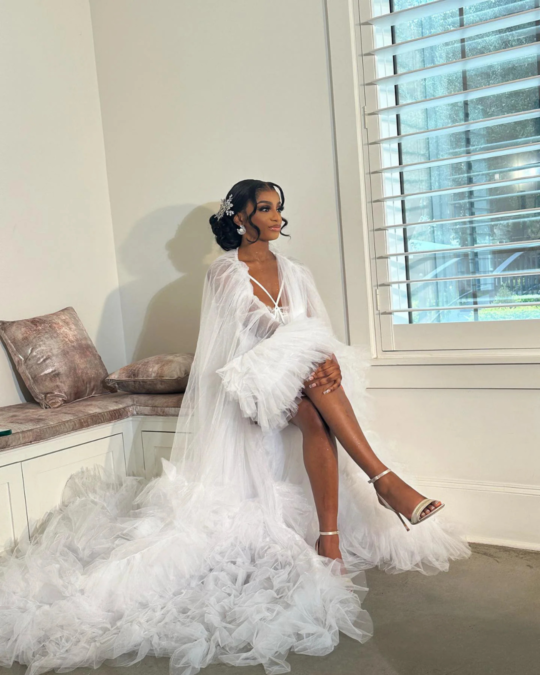 Adele Ruffle Bridal Robe (Ready to Ship)