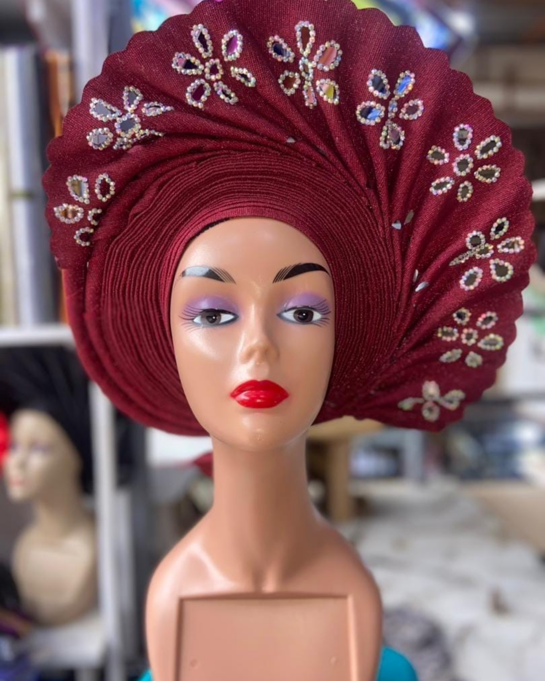 Aso oke Auto Gele, Headtie , African Ready Made Auto Gele, Nigeria Auto Gele, Rich Mummy Auto Gele , Bridal Auto Gele