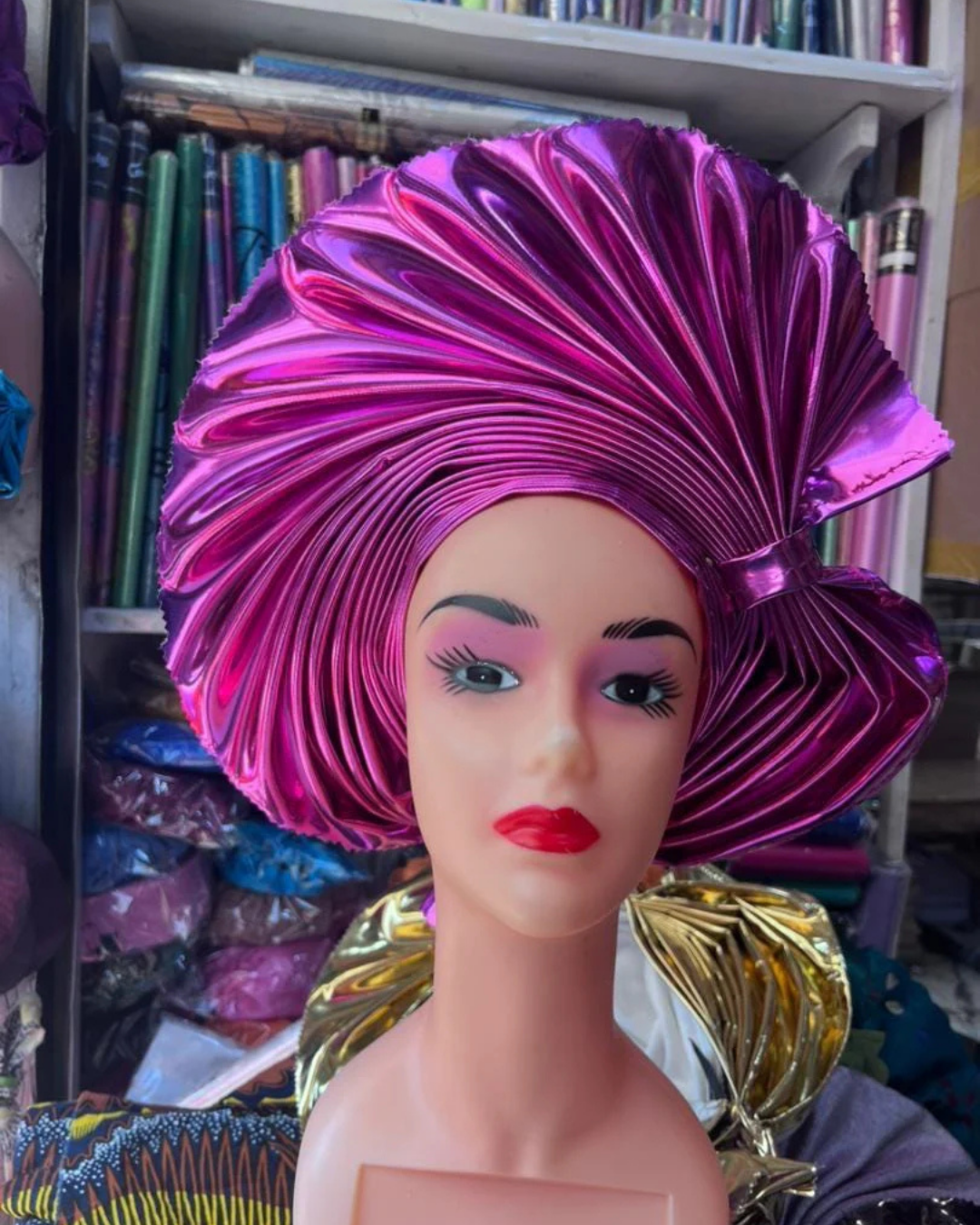 Liquid Metallic Leather Auto Gele, Headtie, African Ready Made Auto Gele, Nigeria Auto Gele, Rich Mummy Auto Gele, Bridal Auto Gele