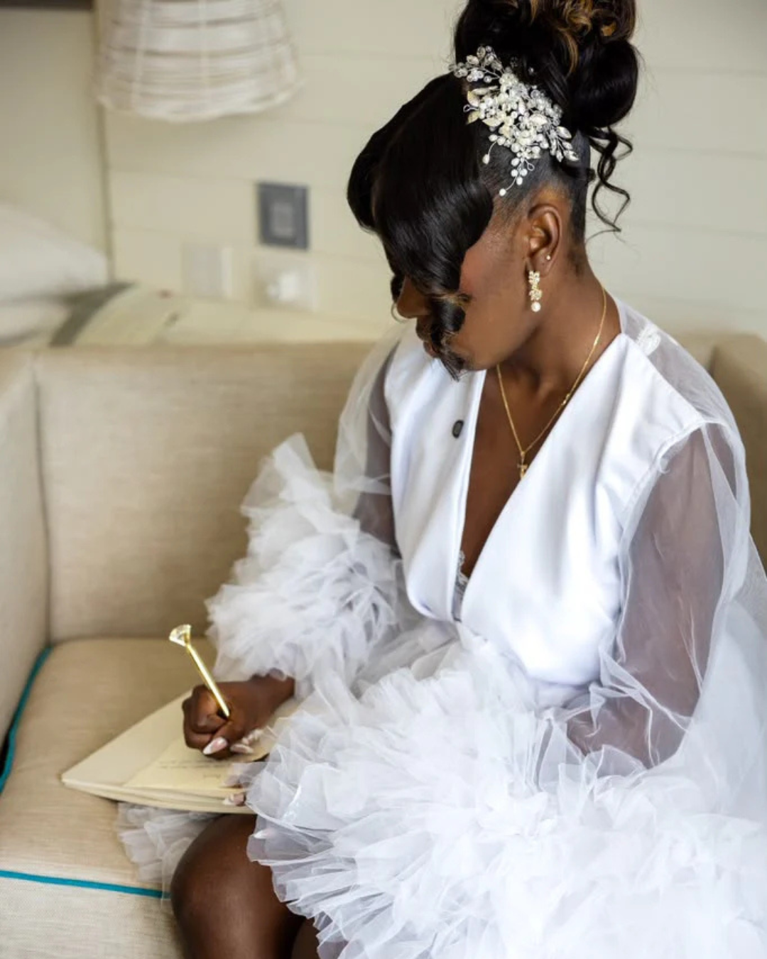 Alana Bridal Tulle Ruffle Robe (Ready to Ship)