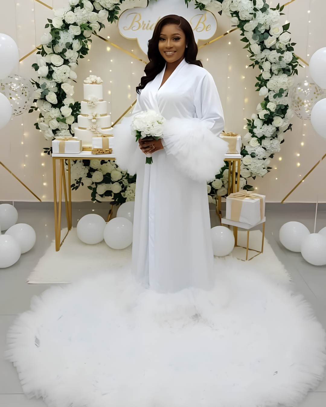 Bridal Robe, Long White Wedding Robes for Brides, Tulle Robe, Wedding Day Robe, Gift For Her, Bride To Be Wedding Gifts, Bridal Morning Robe