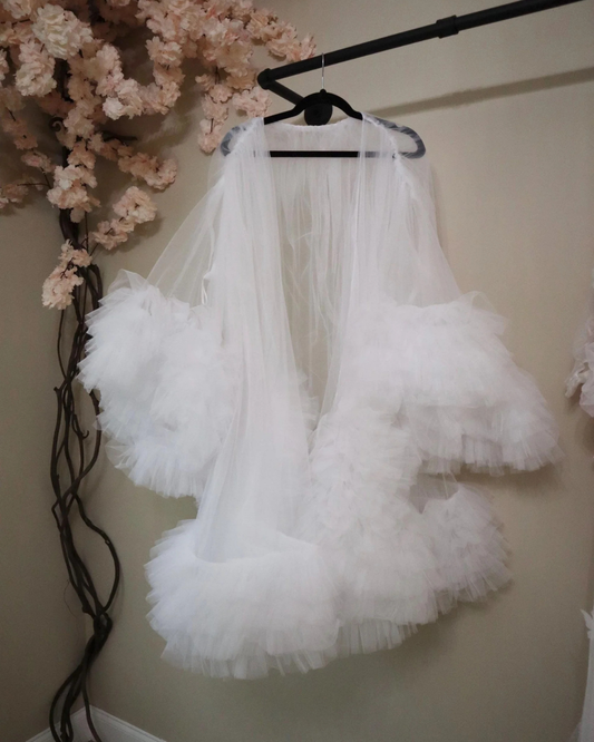 Bridal Robe, Wedding Robes, Short Tulle Robe, Wedding Day Robe, Gift for Bride To Be, Bridal Morning Robe, Gift For Her, 2025 Bride, 2026 Bride