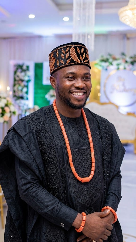 African Chieftaincy Wedding Hat, Igbo Ozo Cap, African Men's Wedding Velvet Cap/Beaded Cap, Nigerian Special Traditional Men Hat