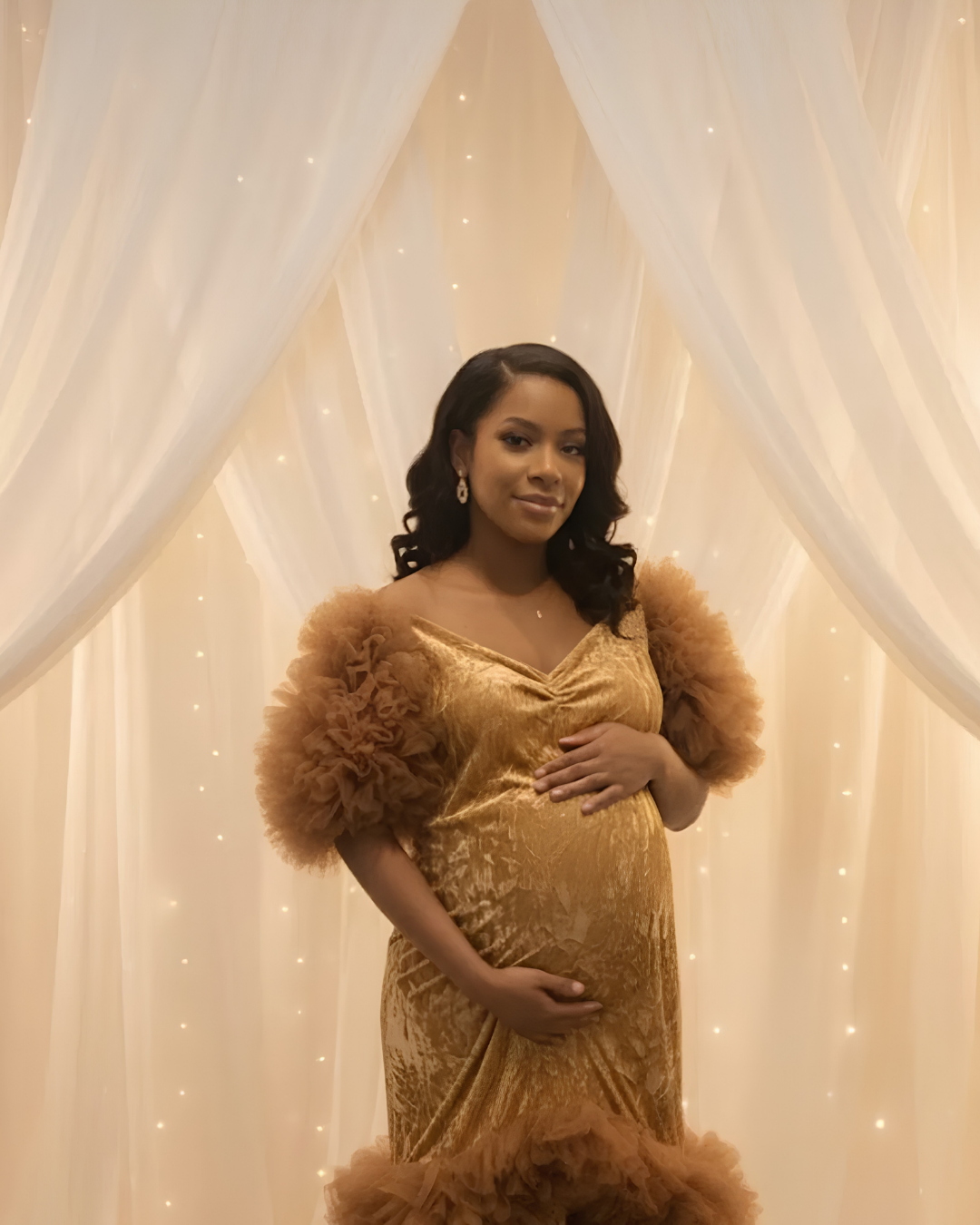 Liyah Gold Maternity Dress
