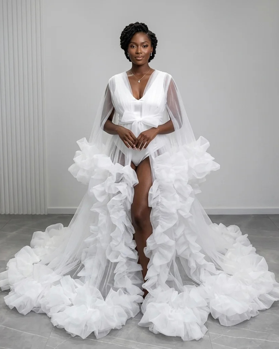Sarai Organza Ruffle Bridal Robe