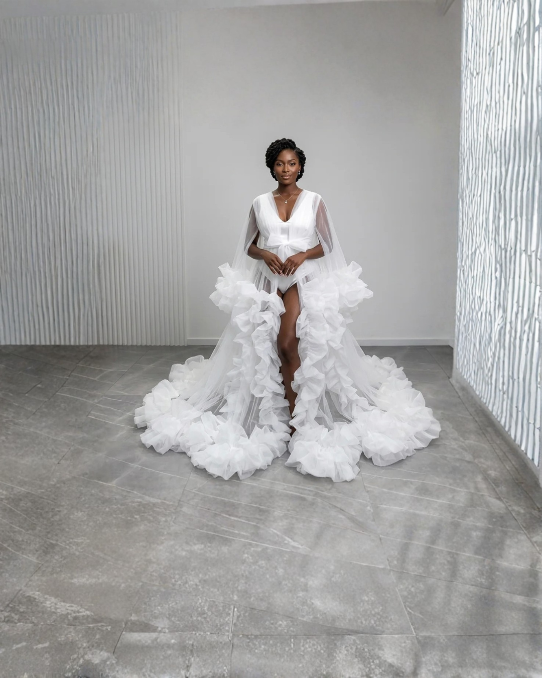Sarai Organza Ruffle Bridal Robe