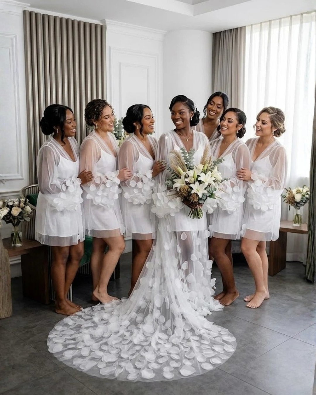 Lydia 3-D Petal Bridal Robe
