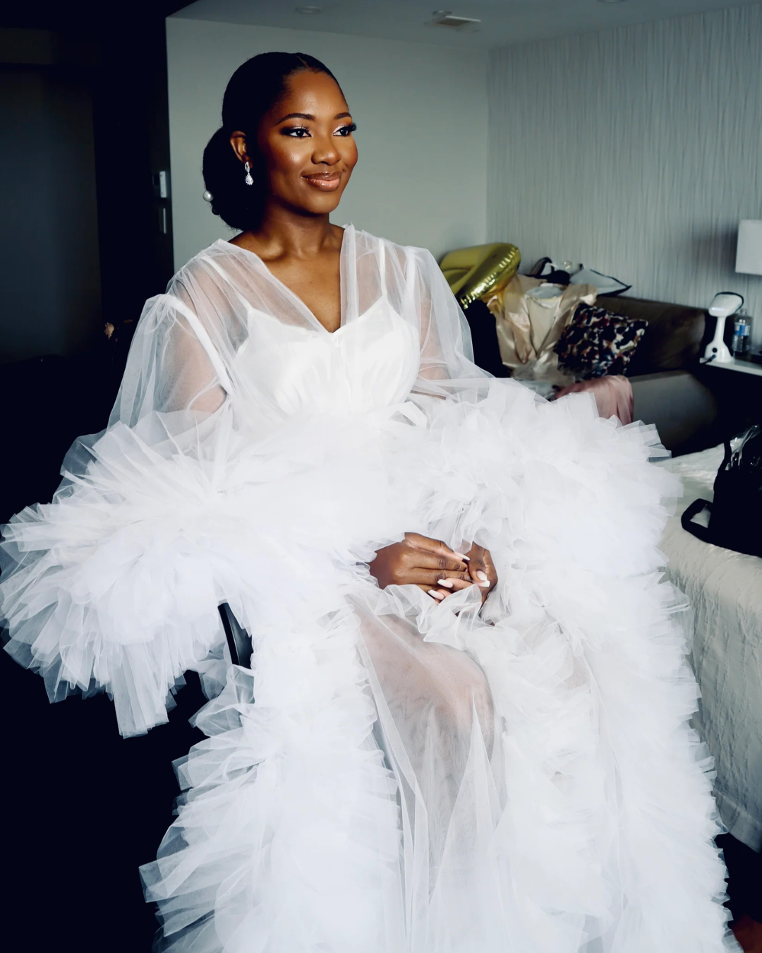Bella Bridal Robe (Ready to Ship) Large / White