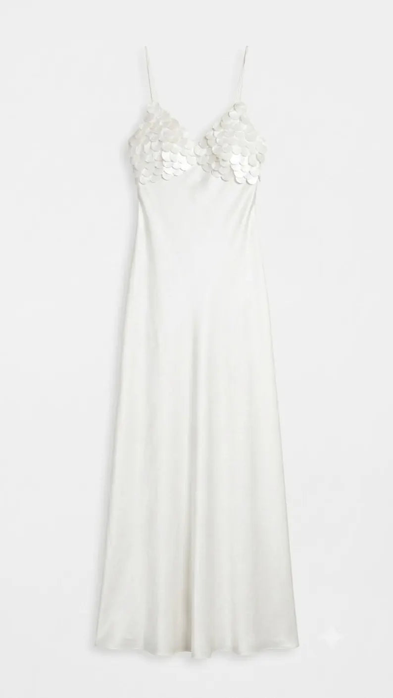 Shell Sequin Bridal Robe and Slip Dress