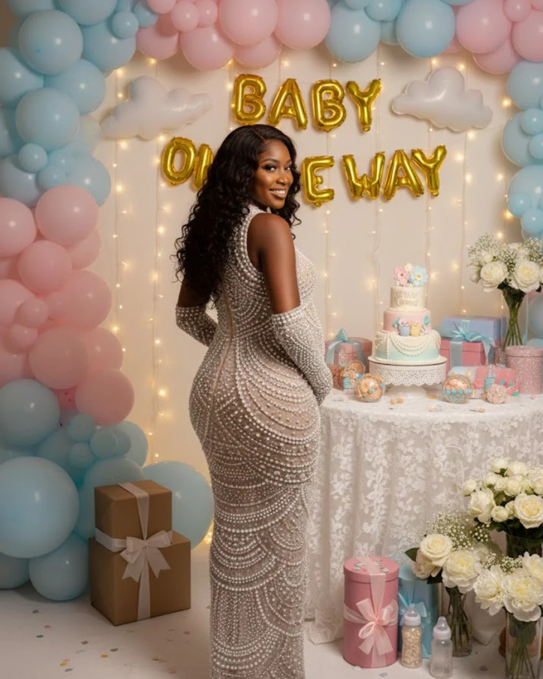 Nikki Pearl Maternity Dress