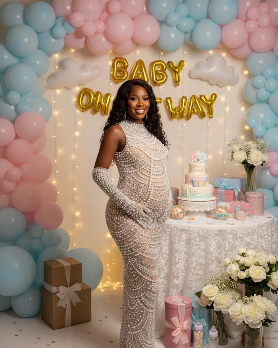 Nikki Pearl Maternity Dress