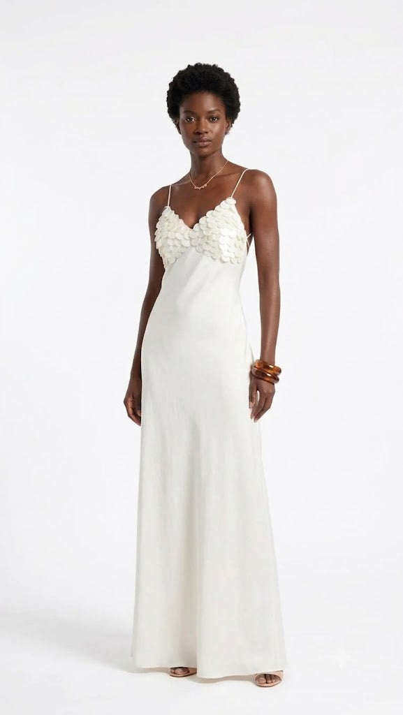 Shell Sequin Bridal Robe and Slip Dress