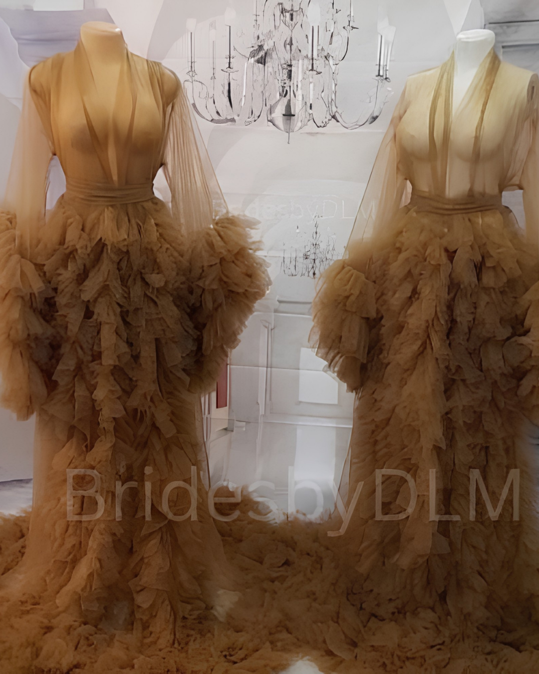 Bridal Robe, Bridal Portrait Robes for Brides, Tulle Robe, Long Wedding Day Robe, Gift for Bride To Be, Bridal Morning Robe, White Long Robe