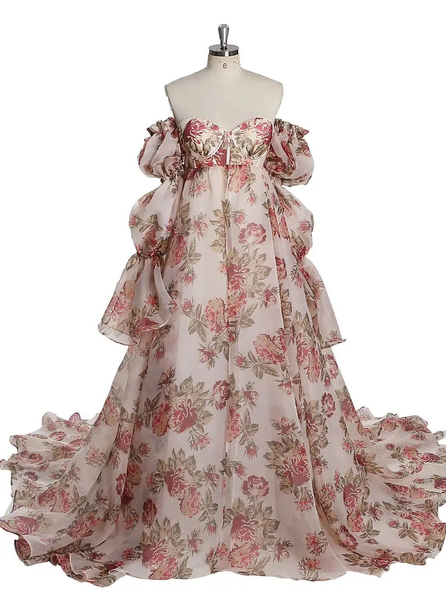 Custom Floral Print Maternity Dress