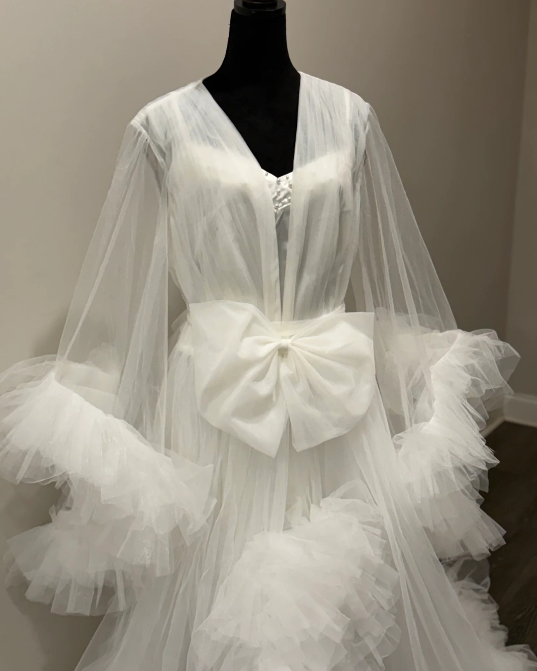 Julia Plus Size Bridal Robe and Pearl Slip Dress