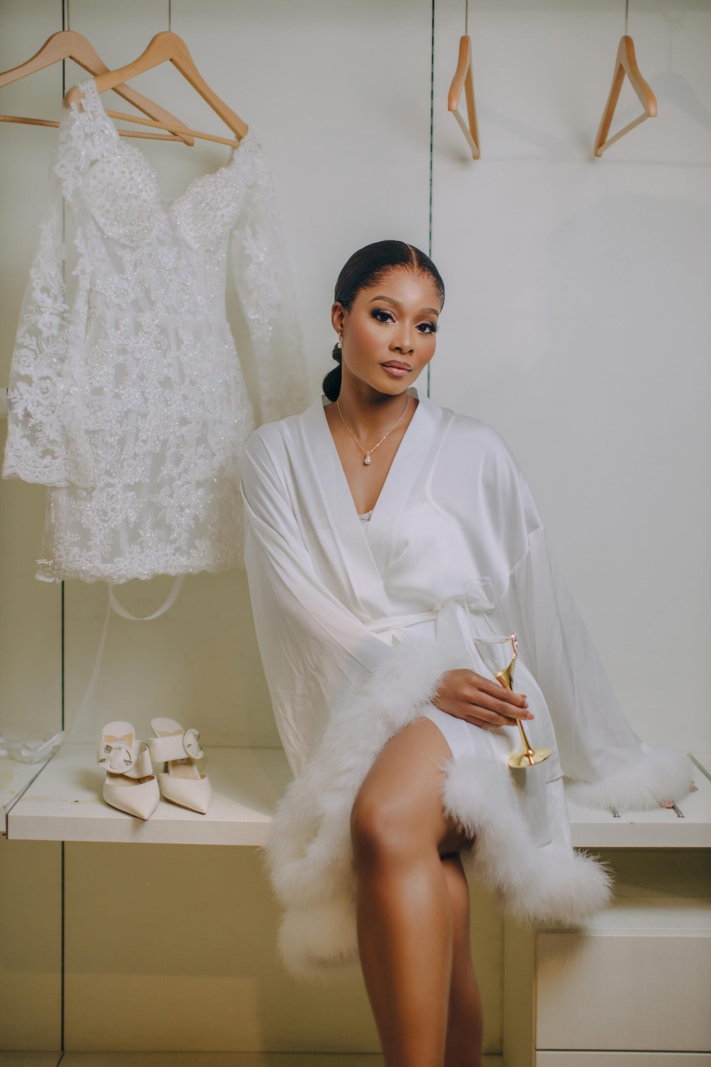 Lola Bridal Robe with Fur