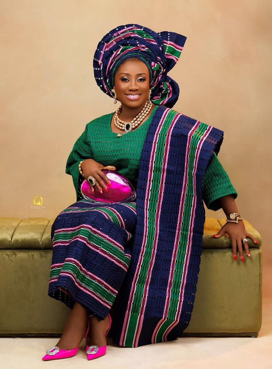 Classic Asooke iro and buba, Mother of the bride and groom outfits, 40th birthday attire, Asooke for women, Nigerian wedding suit. ASOOKE