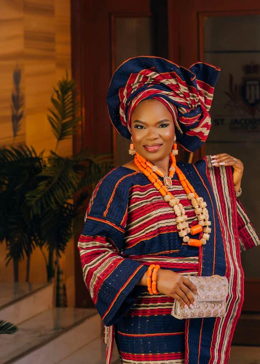 Classic Asooke iro and buba, Mother of the bride and groom outfits, 40th birthday attire, Asooke for women, Nigerian wedding suit. ASOOKE