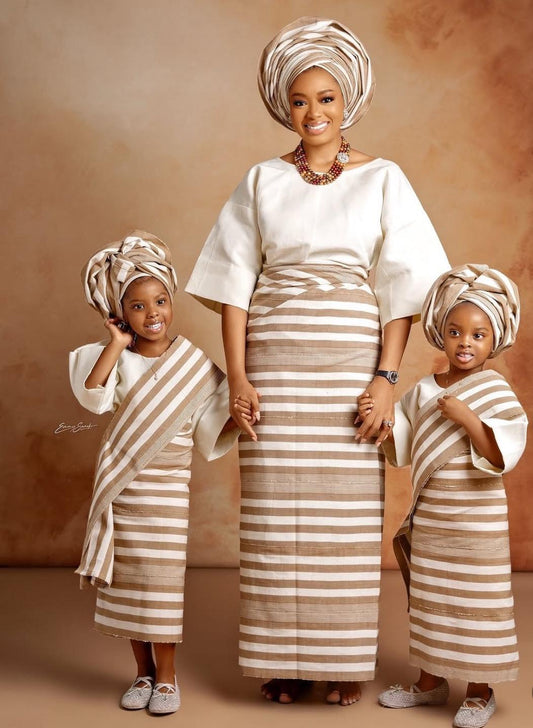 Mummy and me Asooke iro and buba, Mother and baby girls and boy aso oke, One year birthday attire, Asooke for women,  Kids Aso oke, ASOOKE